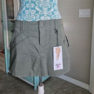 Utility Mini Skirt in Olive Green